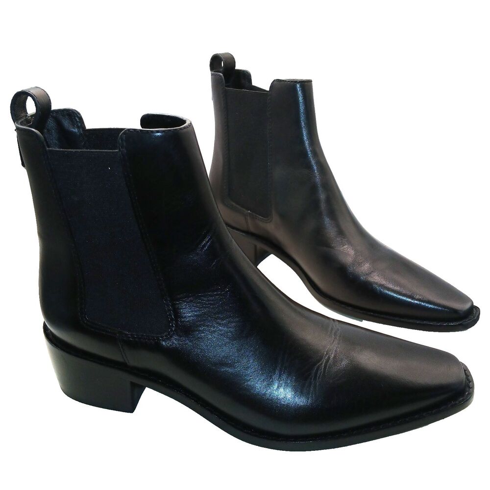 Tory Burch Leather Chelsea Ankle Boots Black Size 9 M SN152801 Booties
